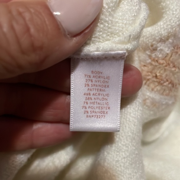 Lauren Conrad Sequined Flamingo Long Sleeve Crewneck Sweater Cream Womens M - Picture 10 of 11